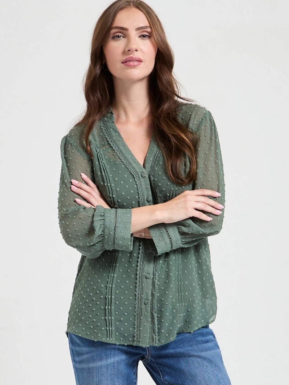 Feminine Sheer Blouse, NWT